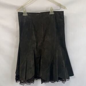ODILLE ANTHROPOLOGIE‎ LEATHER BROWN SKIRT SIZE 4